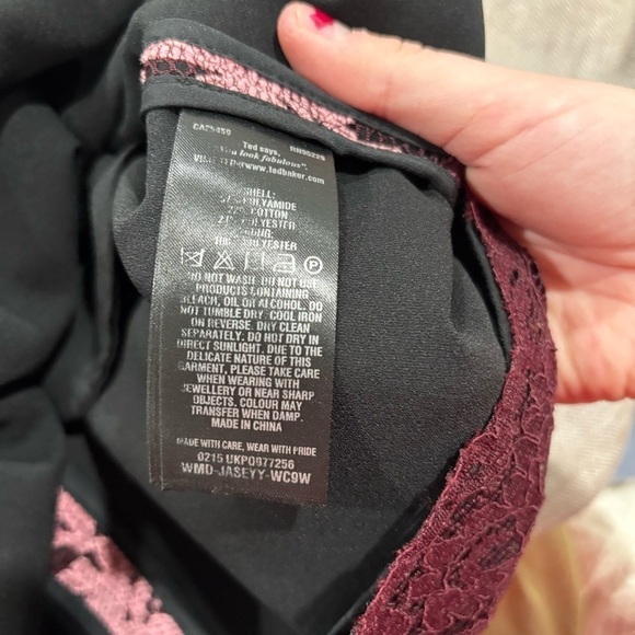 Ted Baker Dress Jaseyy Sheath Mini in Lace Panel Plum - Picture 8 of 10